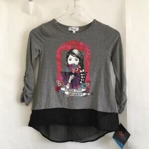 ✨ Disney Girls Top Sz 7/8 Coco Hi lo Ruched Slv
